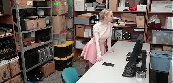  Blonde Shoplyfter bounces her tight twat on top of the Lp officer!